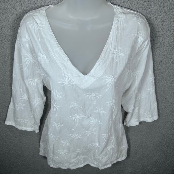 CottonSeed Tunic 398 Palms Light‎ Cotton Preshrunk Womens Medium USA Resort Wear - Picture 2 of 15
